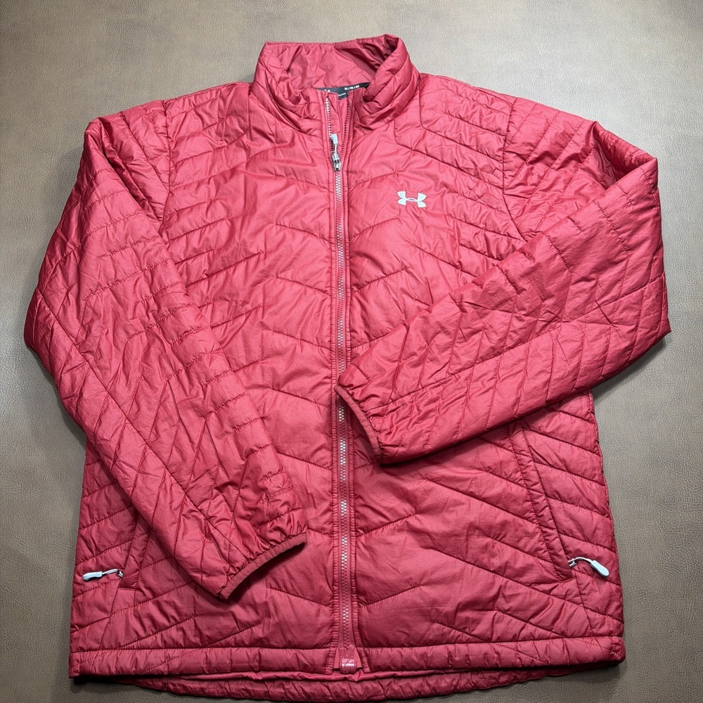 Under Armour STORM Puffer Jacket Men's Sz XL Red Full Zip Nylon Shell Insulated